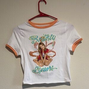 White & Orange Ringer Graphic Tee